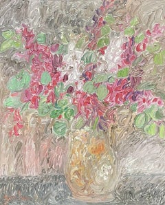 Blousons de peinture en acier inoxydable signés d'expressionnistes français, très bien peints, à imprimé floral