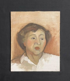 POINÇONS DE PORTRAIT FRANÇAIS DU 20{}E{} SIÈCLE D'UNE VENDEUR EN VENDEUR DE YOUNG WOMAN - OIL SUR CANvas