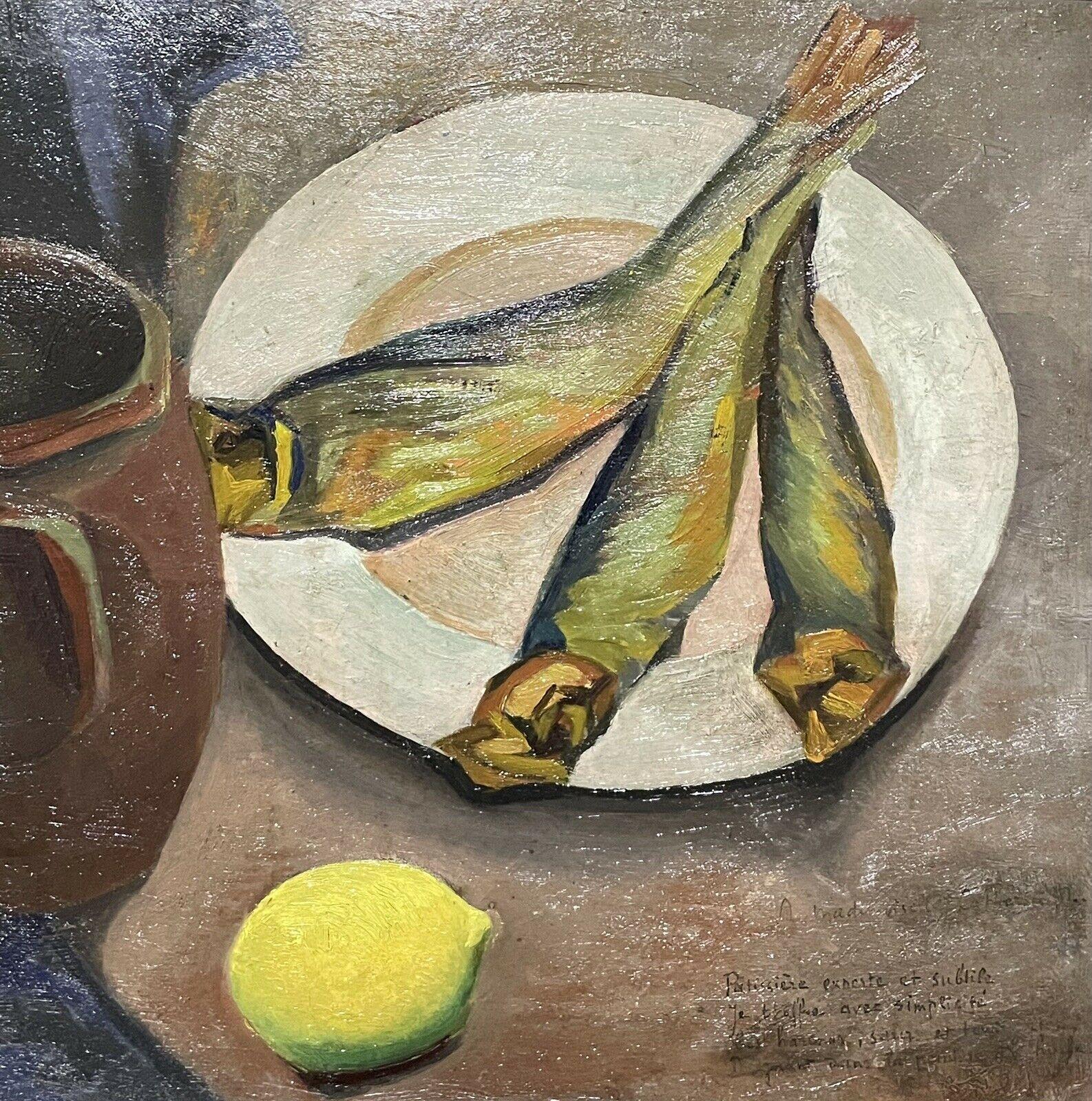 TABLE DE FISH LEMON KITCHEN FRANÇAIS MODERNIST DU 20{}E{} SIÈCLE - Cubisme Painting par Unknown