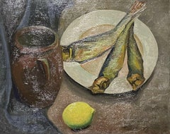 Used MID 20TH CENTURY FRENCH MODERNIST STILL LIFE - FISH LEMON KITCHEN TABLE