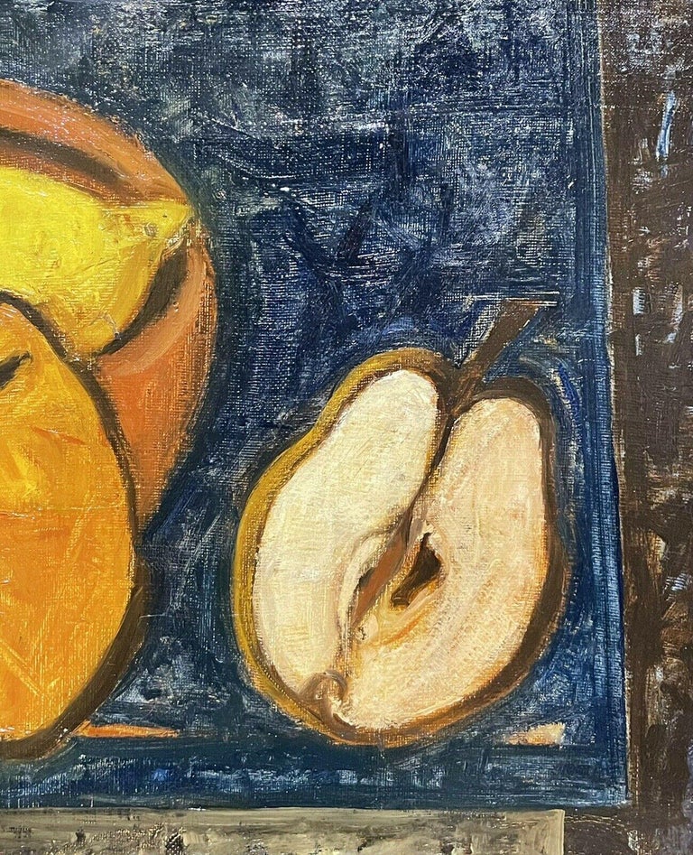 Artist/ School: French School, mid 20th century

Title: Still life of fruit

Medium:  oil painting on canvas, unframed

Size:  painting: 10.5 x 13.75 inches

Provenance: private collection, France

Condition: The painting is in good and pleasing