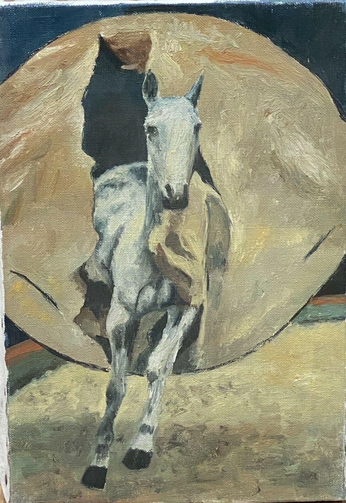 "The Circus Horse"
by Fernand Audet (French, Tarascon 1923- Mulhouse 2016)
oil painting on canvas, unframed

painting: 13 x 8.5 inches

Condition report: 
Very sound, with some old surface dirt from storage and uneven edges, but generally speaking
