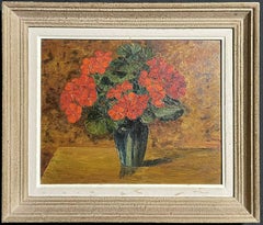 Vintage FRENCH OIL 1950'S - STILL LIFE OF FLOWERS IN A BOWL - ORIGINAL FRAME