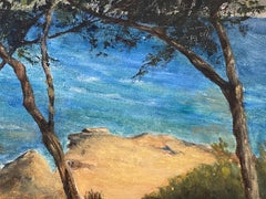 La Cote d'Azur, French Impressionist Oil Painting Beach Coastal Scene