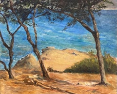 La Cote d'Azur, French Impressionist Oil Painting Beach Coastal Scene