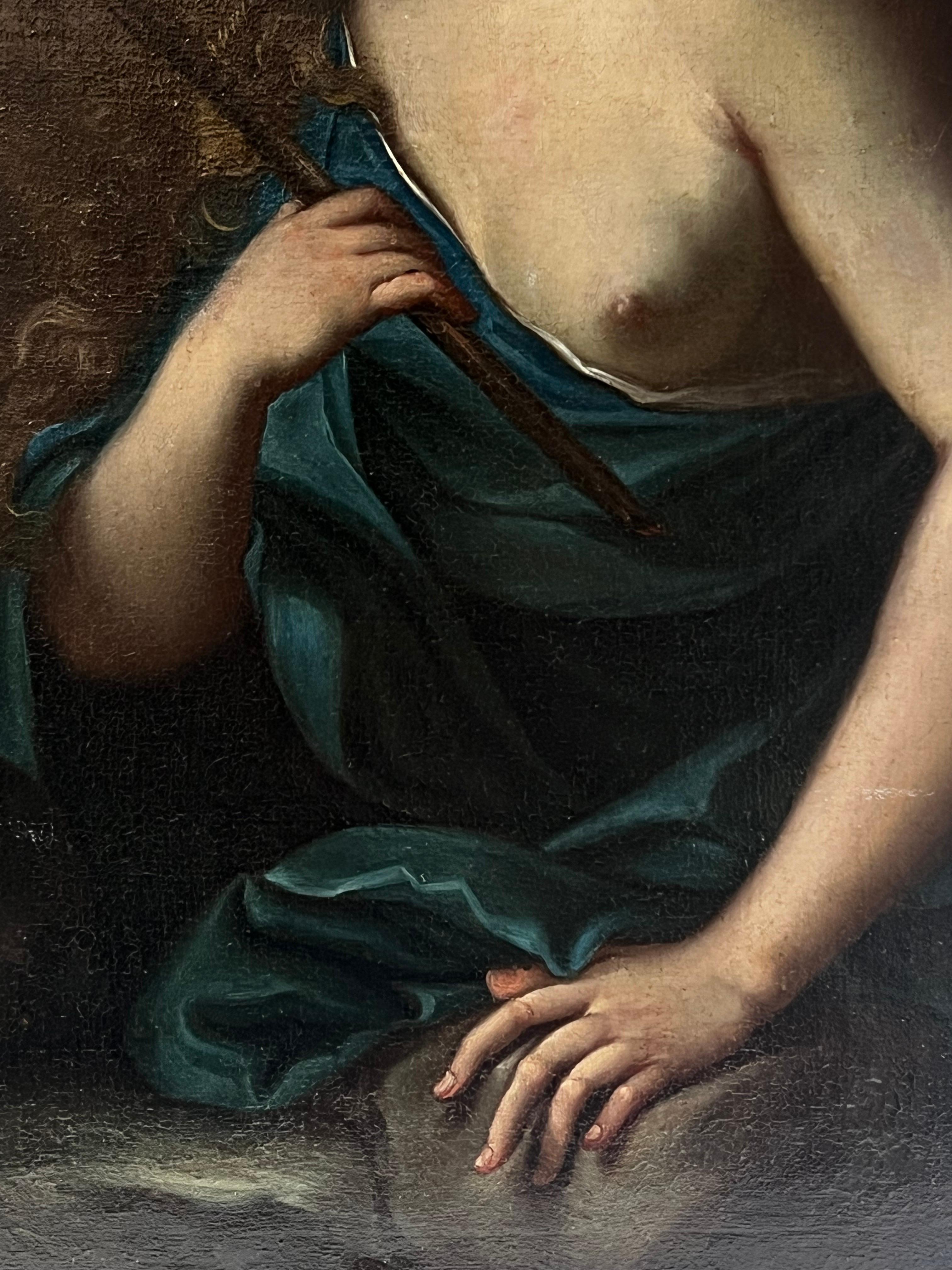 1700's French Old Master Ölgemälde The Penitent Magdalene in the Wilderness (Alte Meister), Painting, von French School