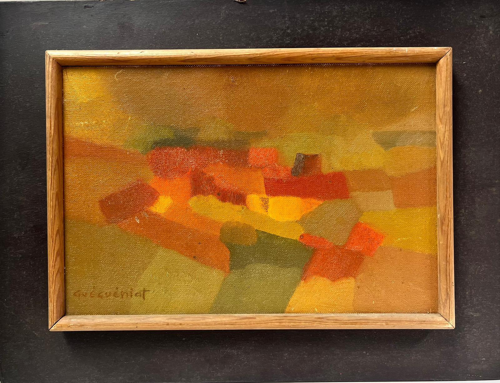French cubist artist, circa 1950's
signed oil painting on board, stuck on board
board: 14 x 18 inches
painting: 9.5 x 14 inches
provenance: private collection, France
condition: very good and sound condition 
