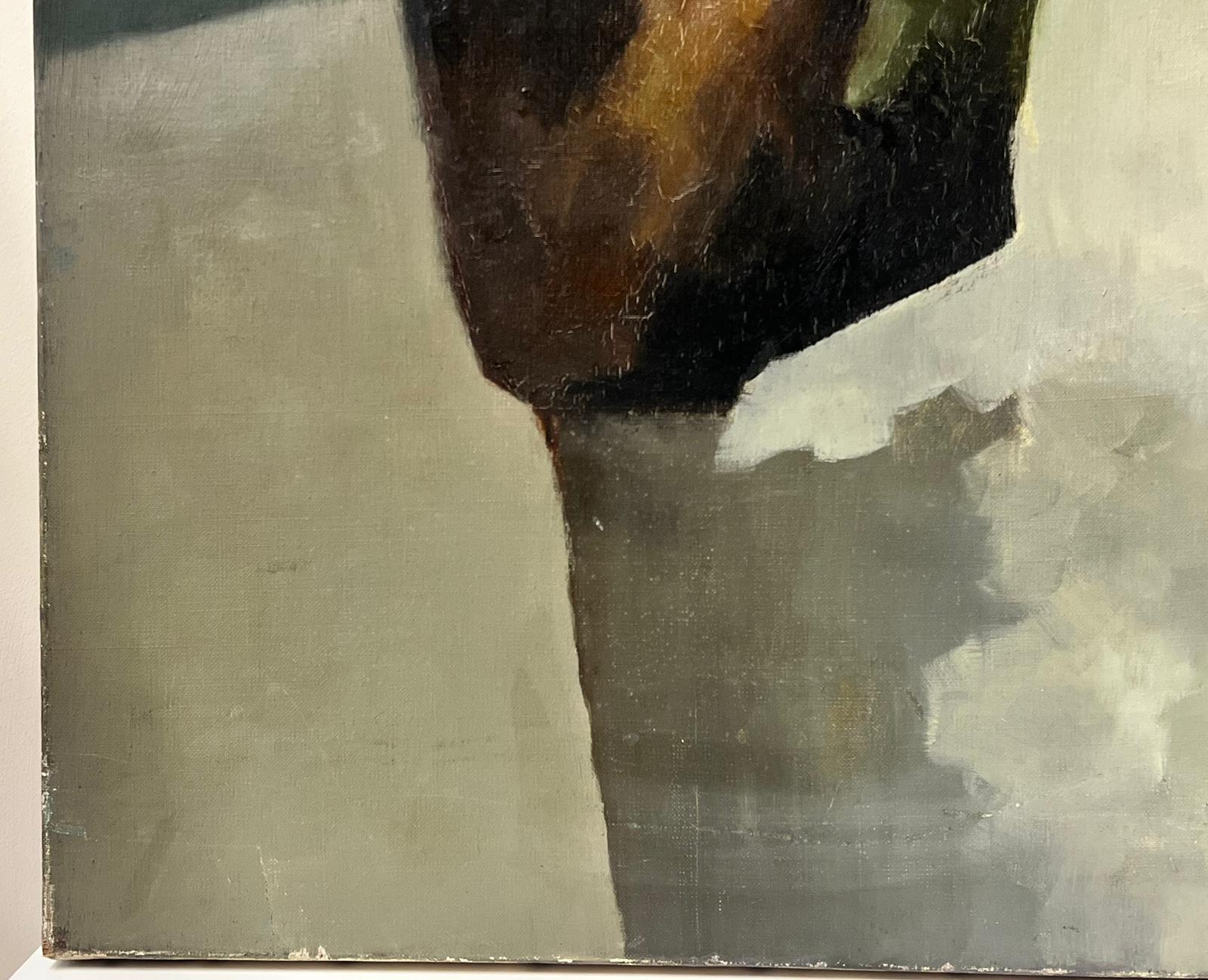 Pittura ad olio astratta francese del 1960, di grandi dimensioni, con toni ocra smorzati e oro giallo - Painting Impressionismo di French School
