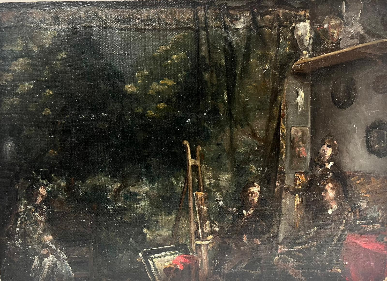 19th Century Original French Impressionist Oil Sketch Artists Painting - Black Landscape Painting by French School