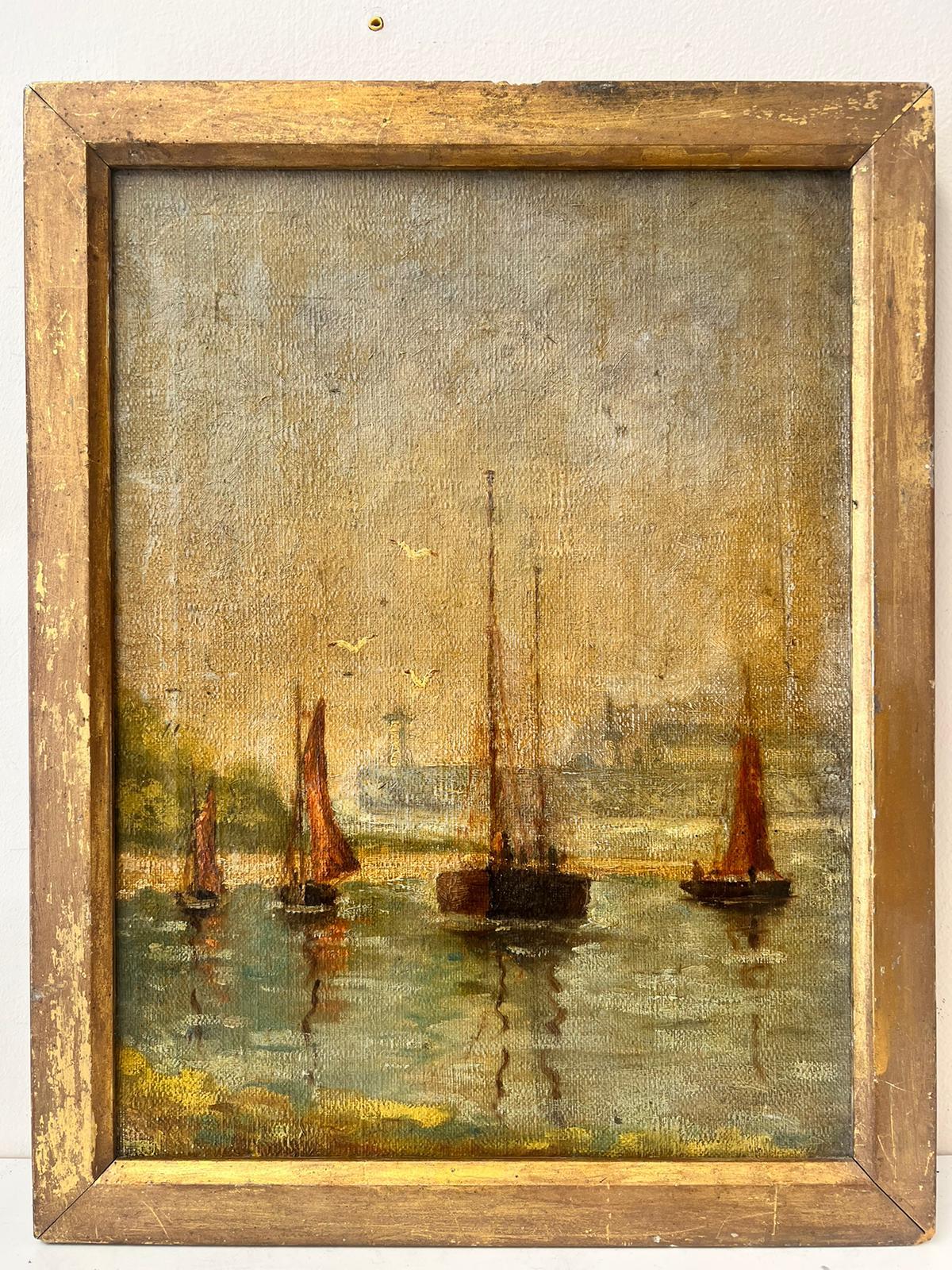 The Harbor
French School, early 20th century
oil on canvas, framed
framed: 18 x 14 inches
paper: 16 x 12 inches
provenance: private collection
condition: sound condition but with a few scuffs and marks. A little shabby but very sound. 