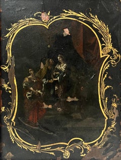 Pintura al óleo antigua Grupo de figuras La pintura requiere restauración