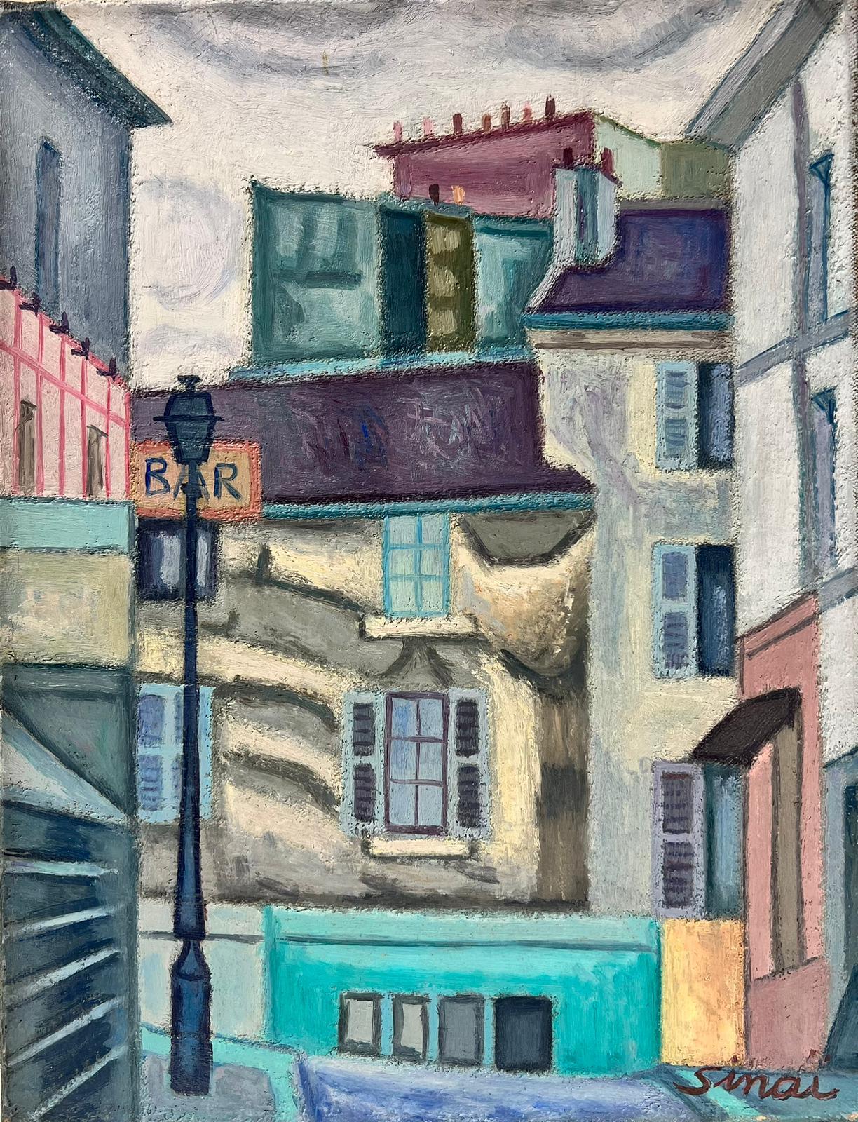 French School Landscape Painting - Back Streets of Paris Signed French Modernist Oil Painting 20th Century