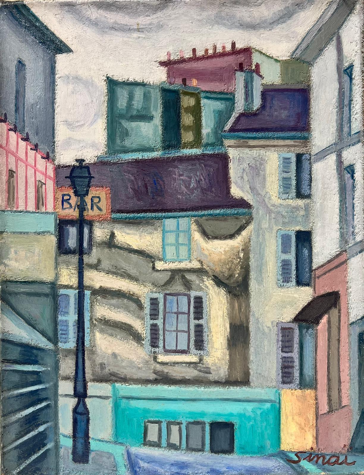 Landscape Painting di French School - Strade secondarie di Parigi Firmato Pittura ad olio modernista francese del XX secolo