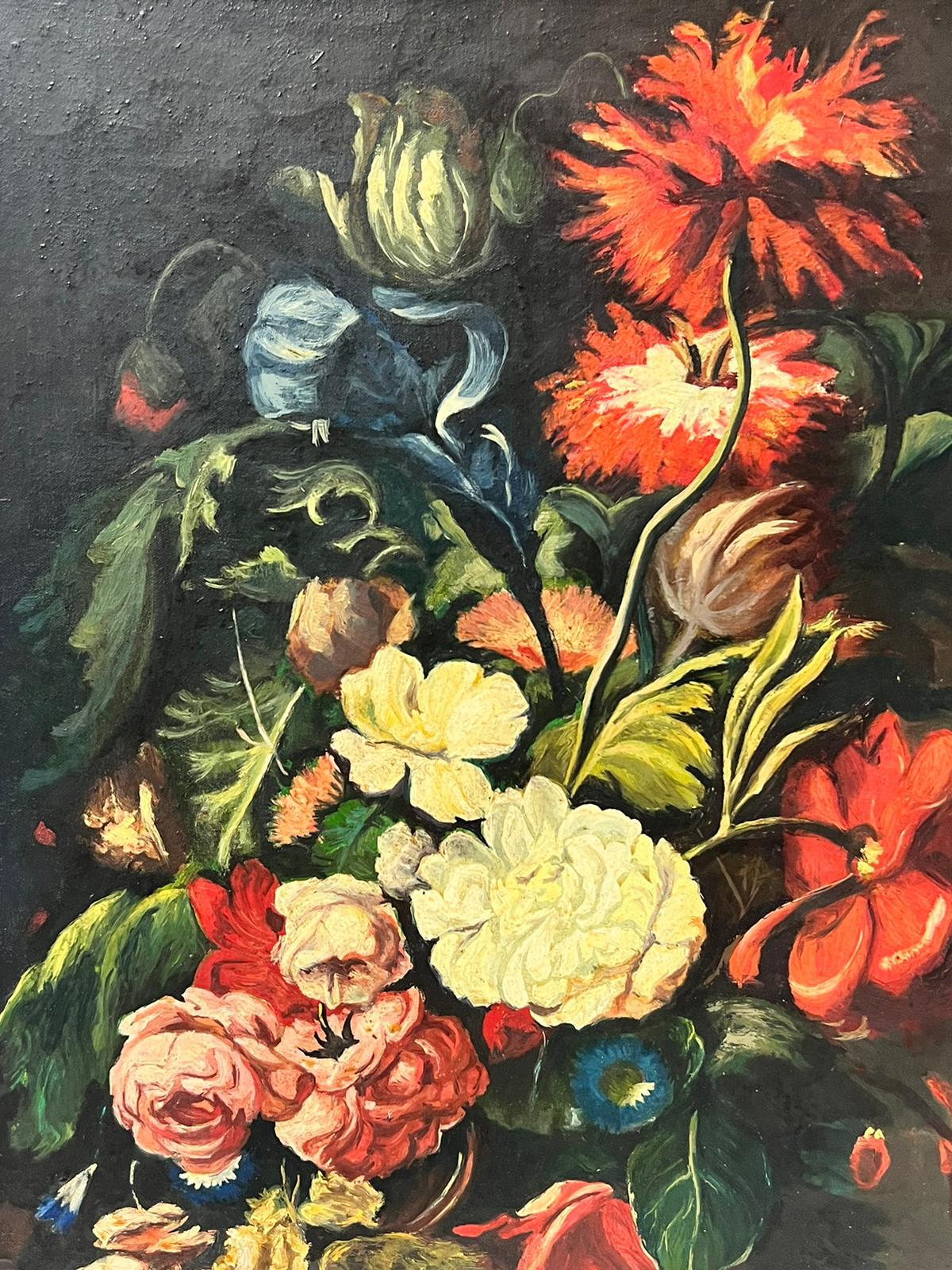 Classical Still Life Ornate Flowers in Vase in the Traditional Old Master style - Old Masters Painting by French School