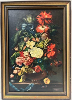 Classical Still Life Ornate Flowers in Vase in the Traditional Old Master style