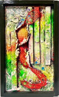 Contemporary French Abstract Collage Mixed Media Painting Original Signed Work