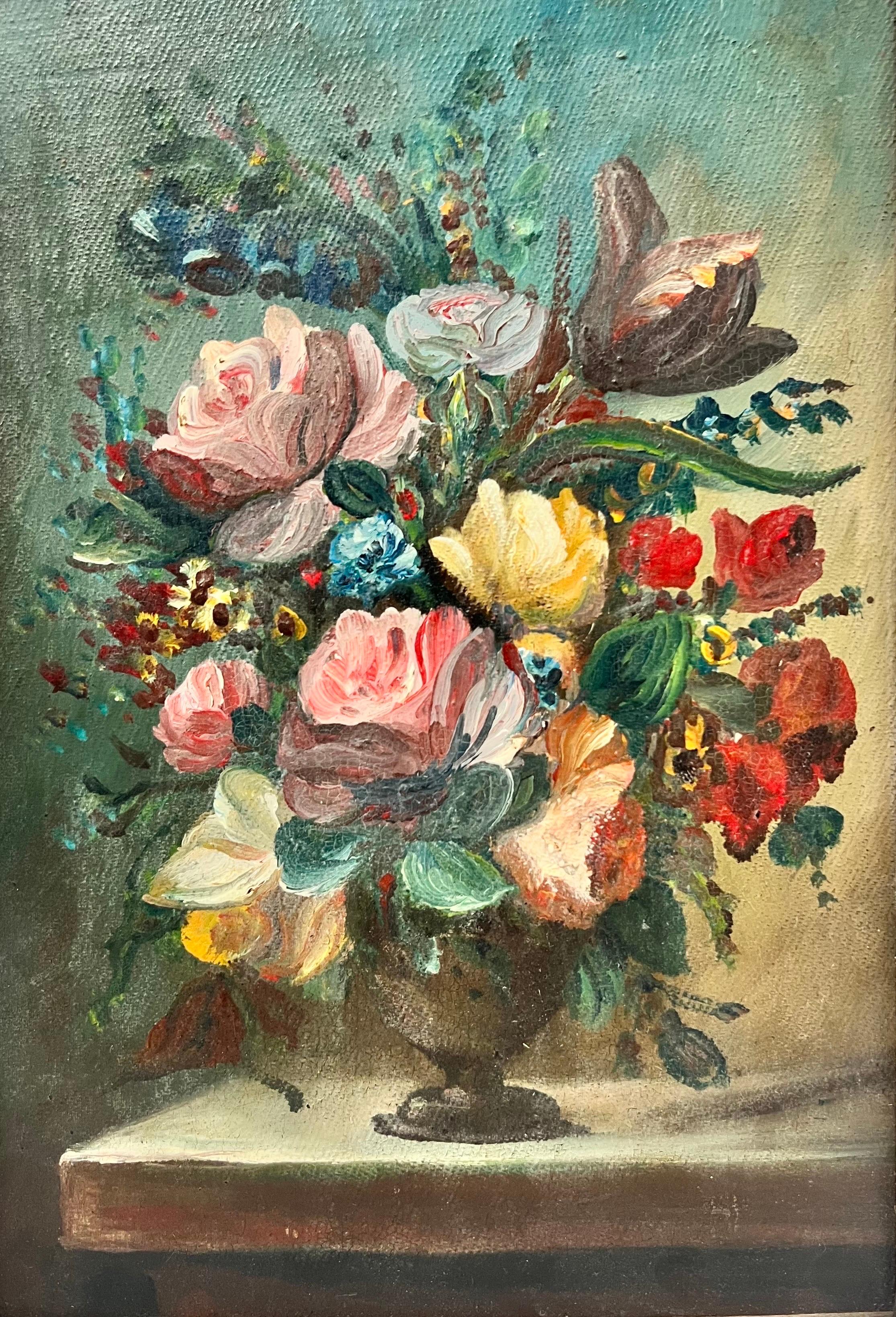 Classical Still Life of Flowers
French School, early 20th century
oil on board, framed
framed: 12 x 8.5 inches
board: 11 x 8.5 inches
provenance: private collection, France
condition: good and sound condition  