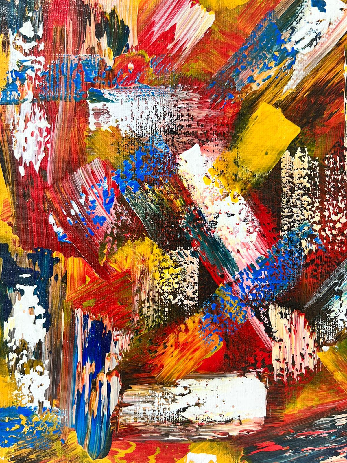 Pintura Abstracta Contemporánea Francesa Borrones de Colores Expresionistas, firmada - Painting de French School
