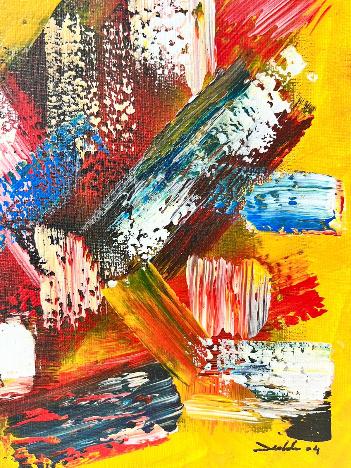 Pintura Abstracta Contemporánea Francesa Borrones de Colores Expresionistas, firmada - Painting Expresionismo abstracto de French School
