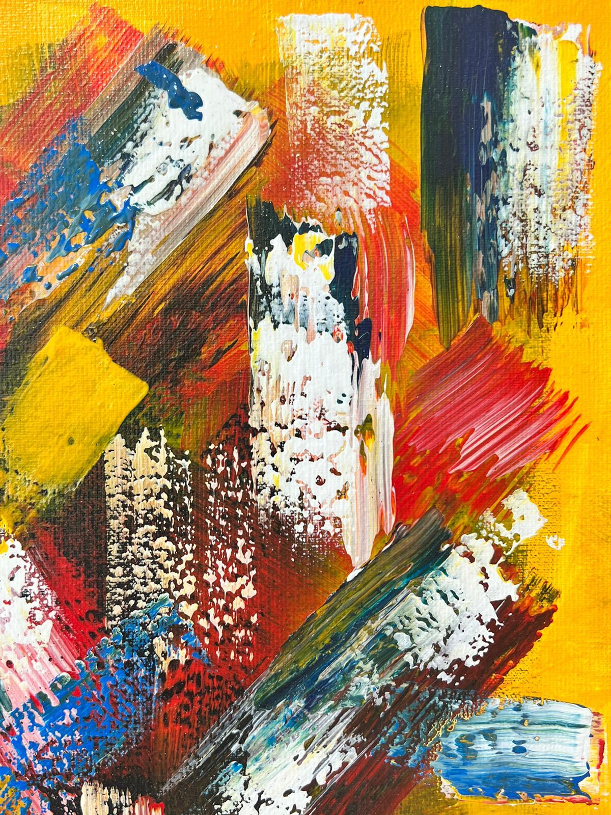 Pintura Abstracta Contemporánea Francesa Borrones de Colores Expresionistas, firmada - Abstract Painting Naranja de French School