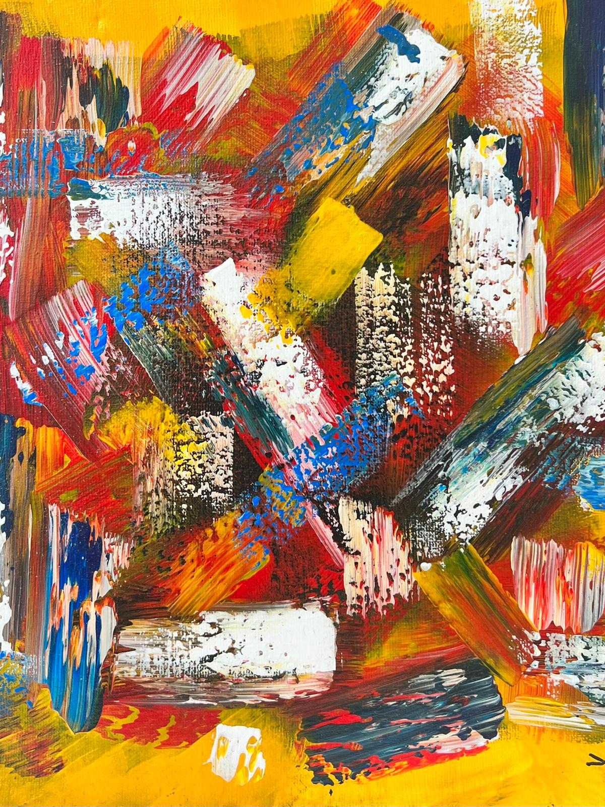 Pintura Abstracta Contemporánea Francesa Borrones de Colores Expresionistas, firmada en venta 1