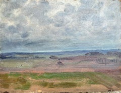 French Oil Landscape of Rolling Fields Under a Cloudy Sky