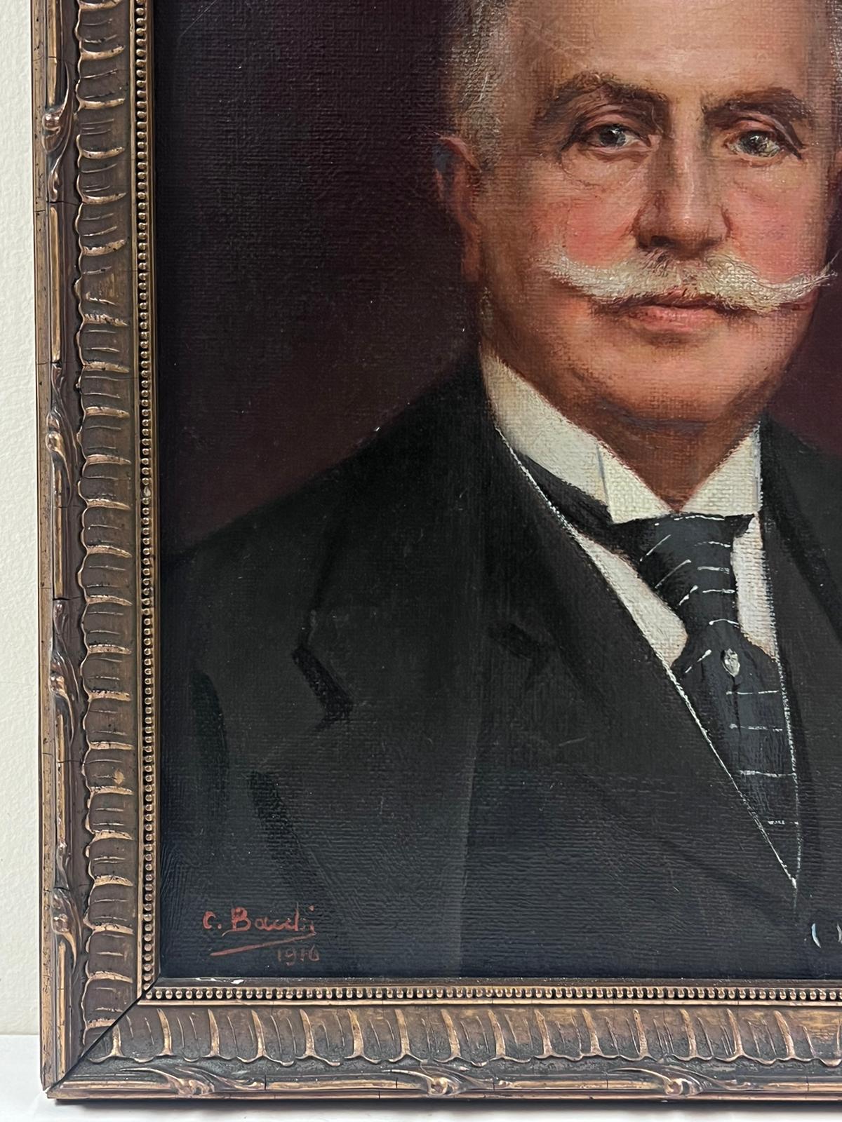 Portrait of a Gentleman
French School, signed and dated 1916
oil painting on canvas, framed
framed: 14.5 x 11 inches
canvas: 13 x 9.5 inches
provenance: private collection, France
condition: very good and sound condition