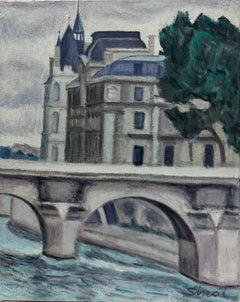 French Post-Impressionist Oil Still Life Paris River Seine Bridge Landscape