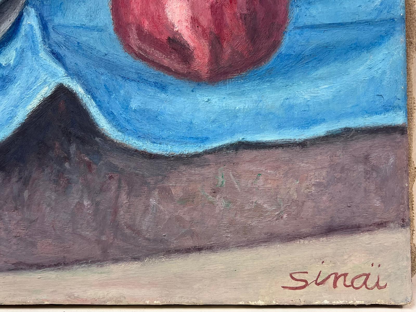 Französisch Post-Impressionist signiert Öl rote Äpfel Innenraum Stillleben  (Post-Impressionismus), Painting, von French School