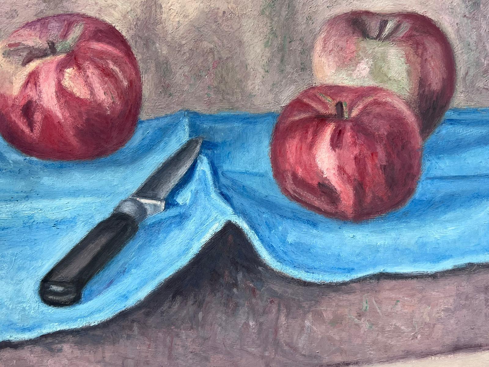 Französisch Post-Impressionist signiert Öl rote Äpfel Innenraum Stillleben  im Angebot 1