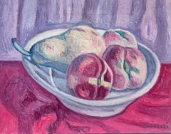 French Post-Impressionist Still Life Apples and Pears In Glass Bowl
