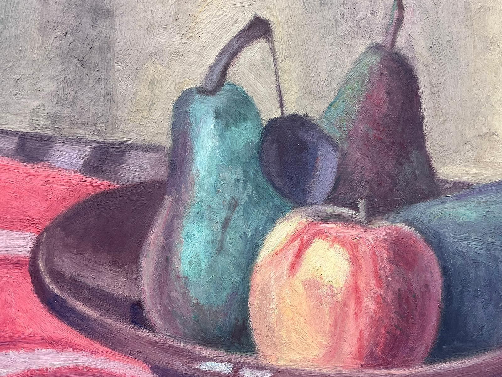  Französisches postimpressionistisches Stillleben in Schale mit Birnen- und Äpfeln, Obst (Post-Impressionismus), Painting, von French School