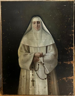 Huge 19th Century Oil Portrait of a French Nun from a collection in Versailles