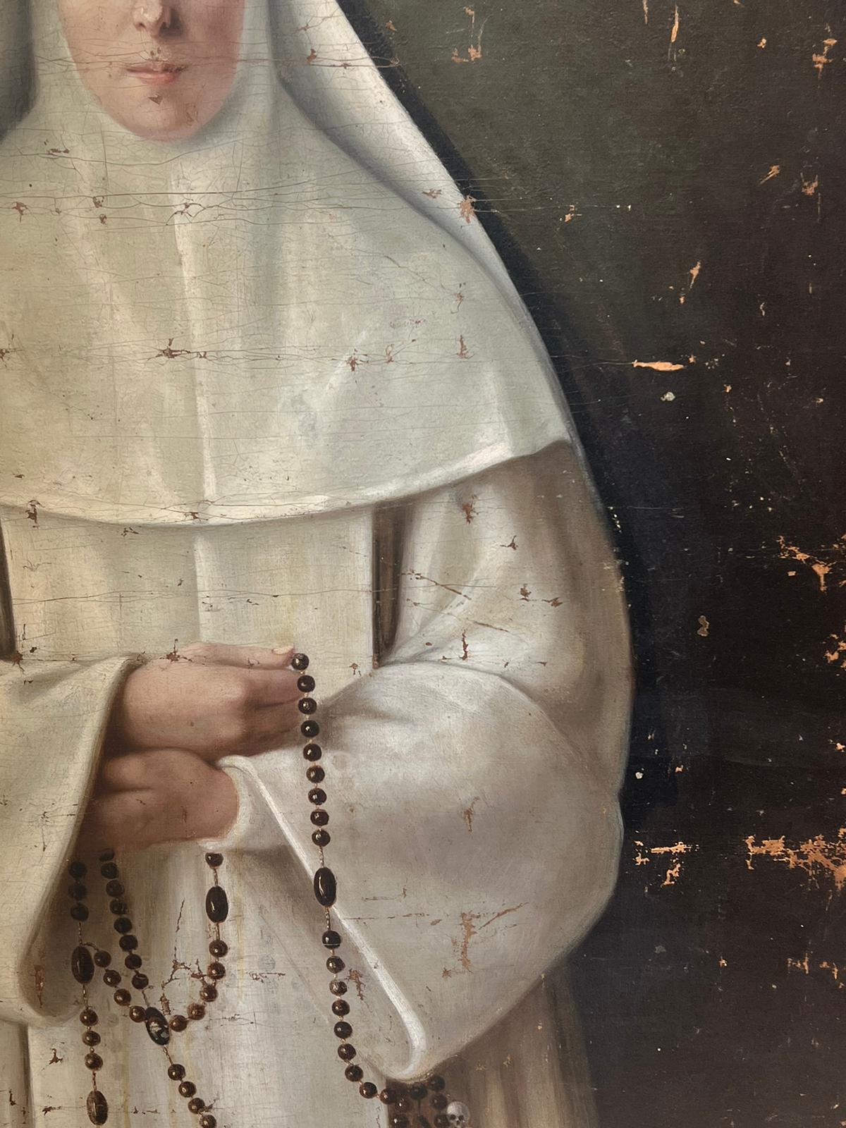 Huge 19th Century Oil Portrait of a French Nun from a collection in Versailles 1