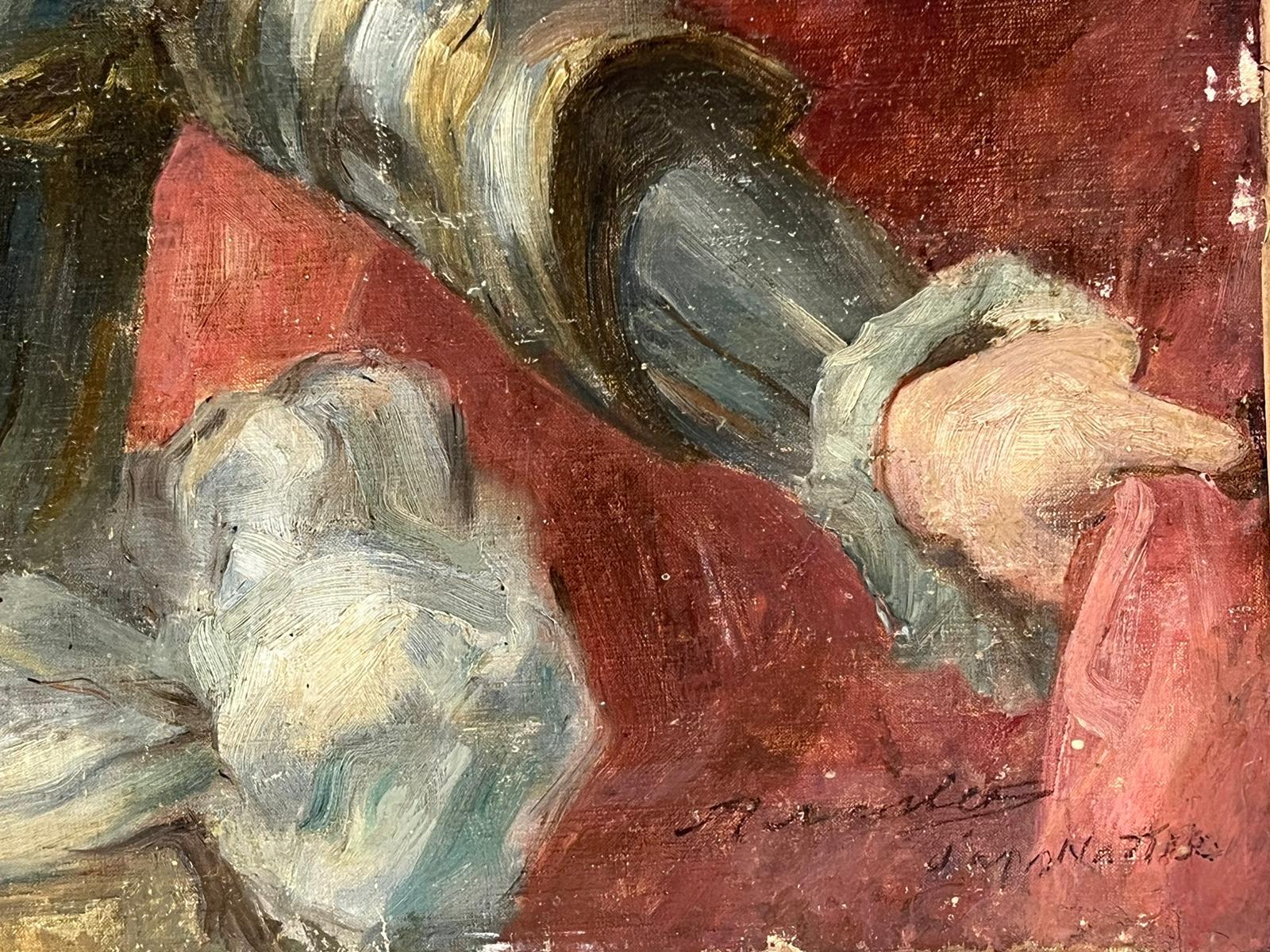 Très grand portrait rococo français de mère et fils, huile sur toile signée en vente 4