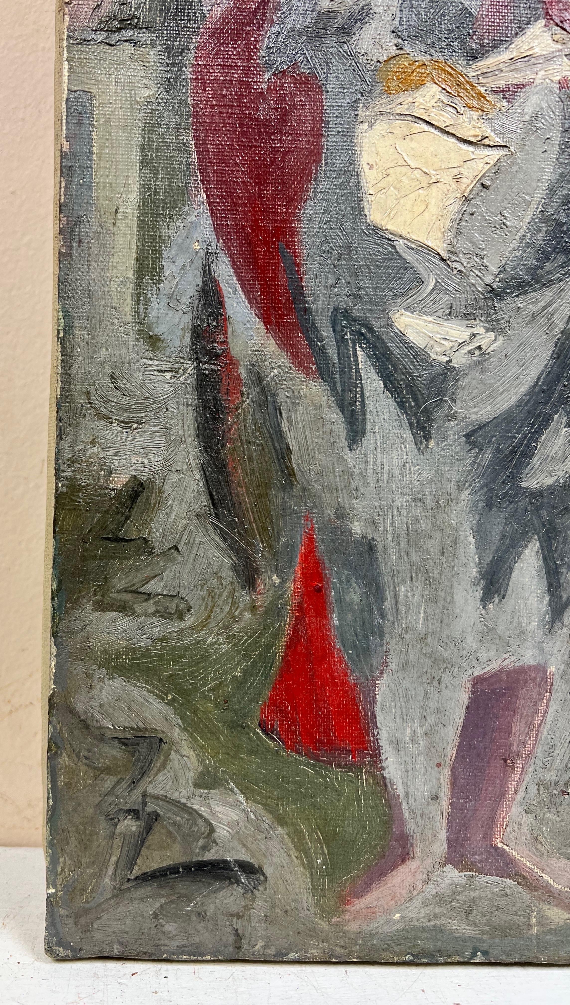 Mid 20th Century French Modernist Oil Abstract Figure For Sale 1