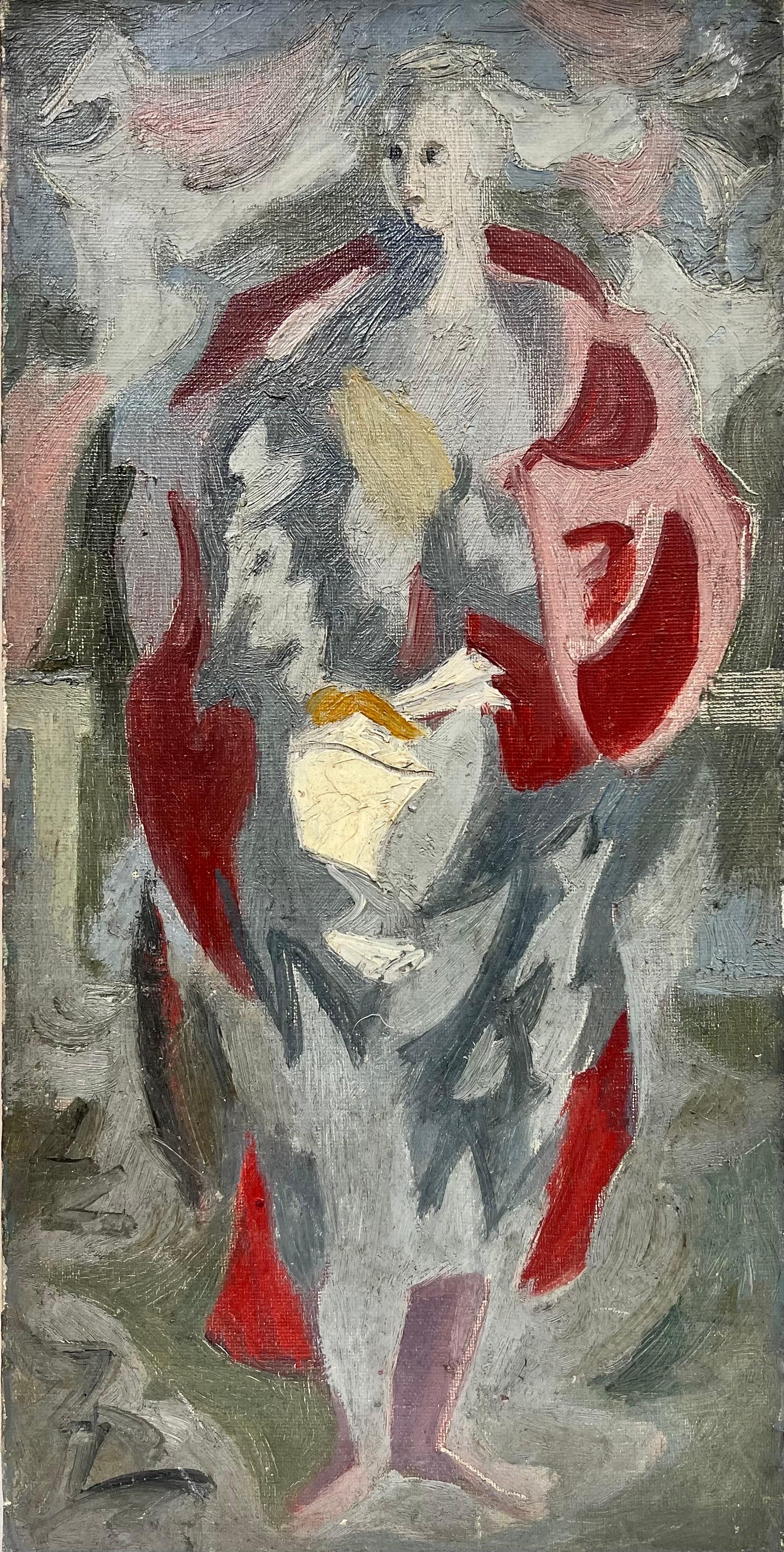 French School Figurative Painting - Mid 20th Century French Modernist Oil Abstract Figure