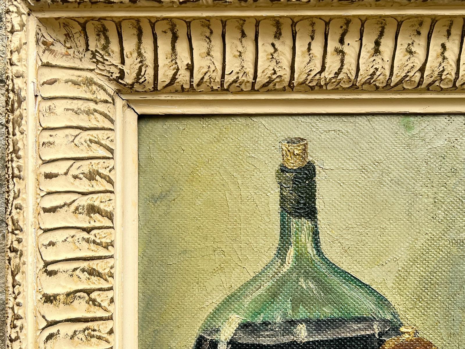 French mid 20th Century Óleo firmado Naturaleza Muerta Frutal en Marco Vintage Shabby Chic - Interior Painting Beige de French School