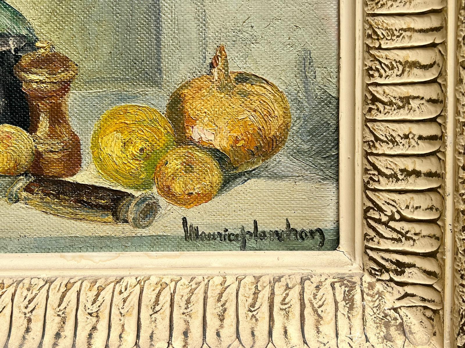 Mid 20th Century French Signed Oil Still Life Fruit in Vintage Shabby Chic Frame For Sale 1