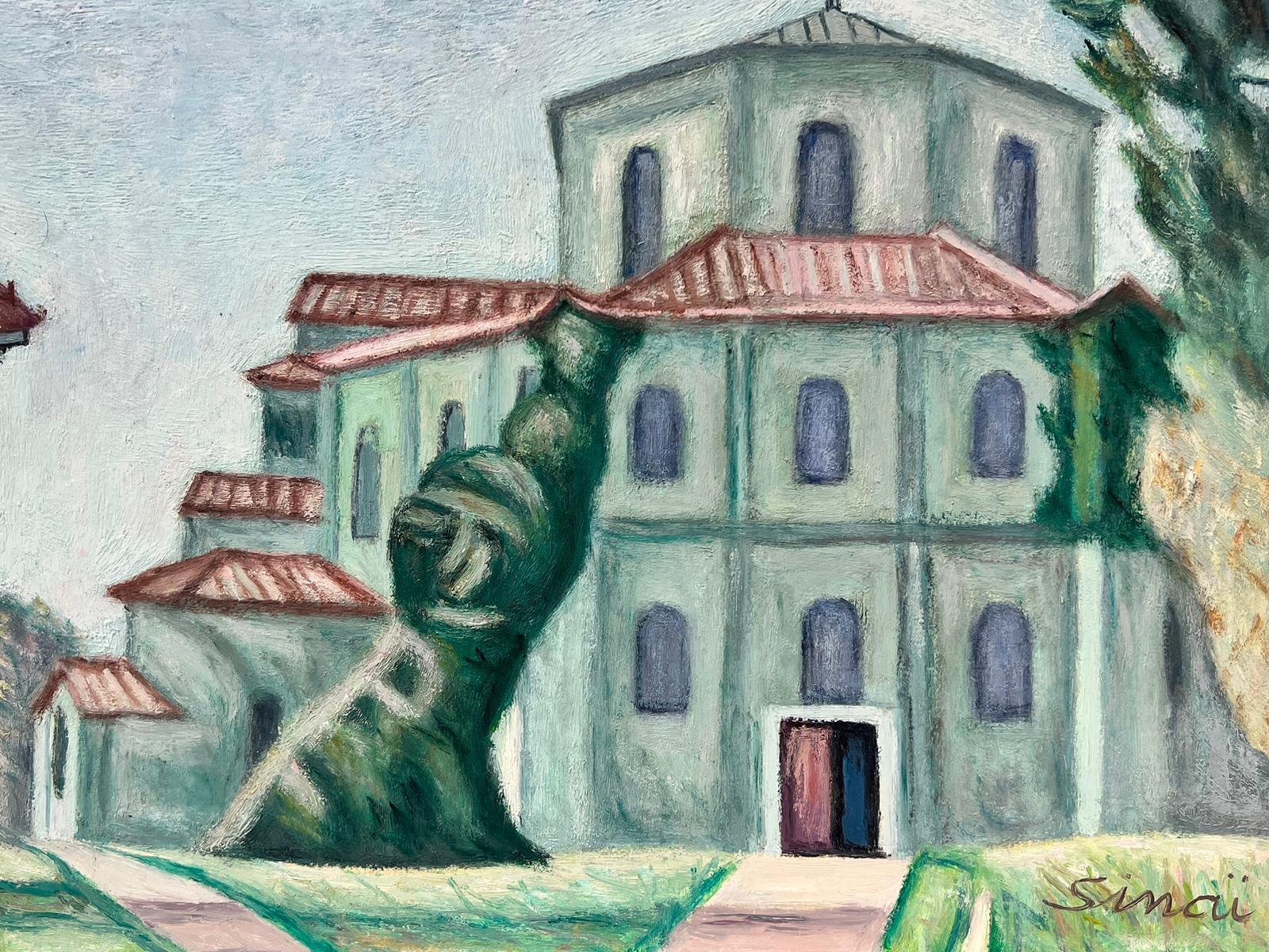 Mid 20th Century Post-Impressionist Grand French Green Chateau - Painting by French School