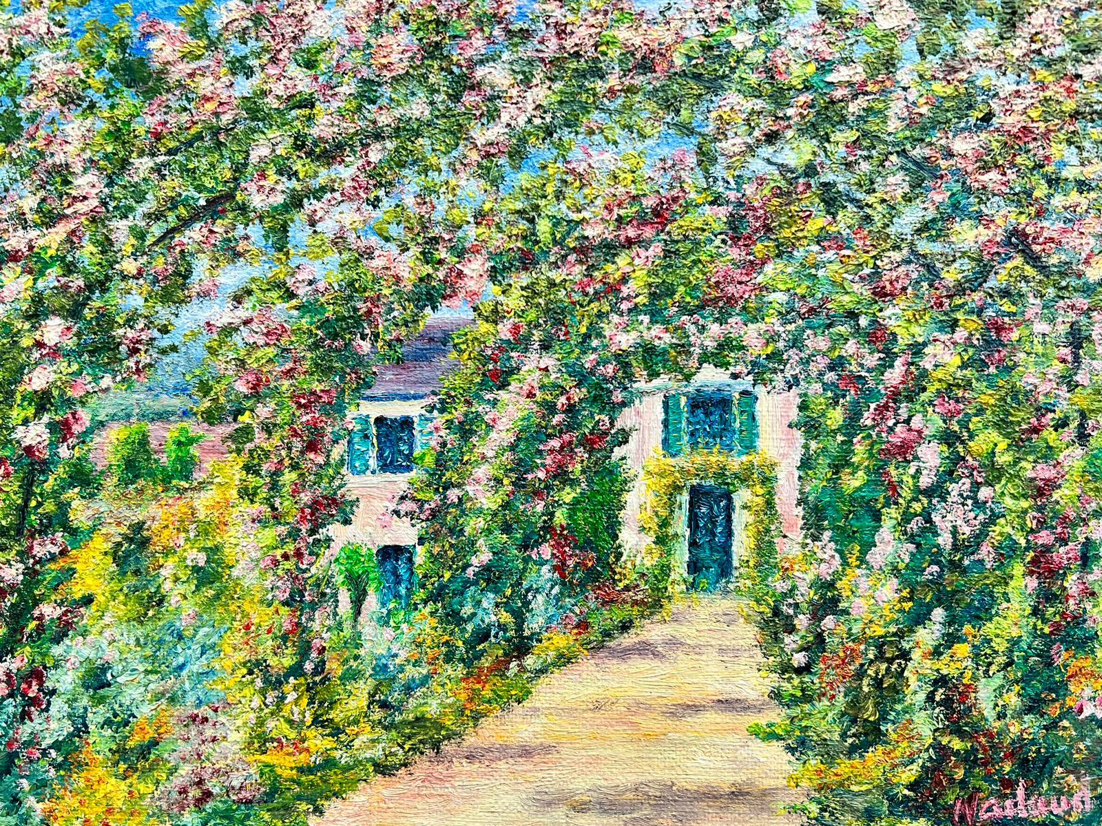 La Rosaire
Monet's Garden, Giverny
French School, signed
inscribed verso
oil painting on canvas, unframed
canvas: 8.75 x 10.75 inches
provenance: private collection, France
condition: very good and sound condition 
