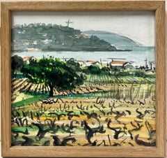 Vineyards overlooking the Mediterranean Seas Coastline French Impressionist