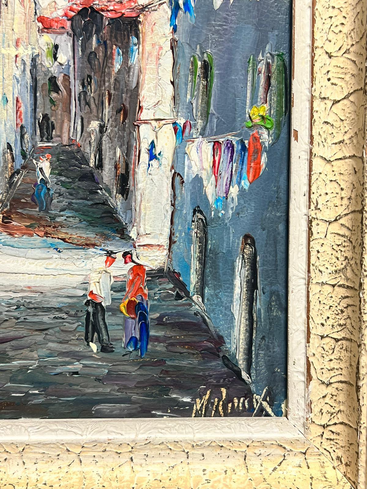 Vintage French Sleepy Street Scene Nice South of France Signed Oil Painting For Sale 2