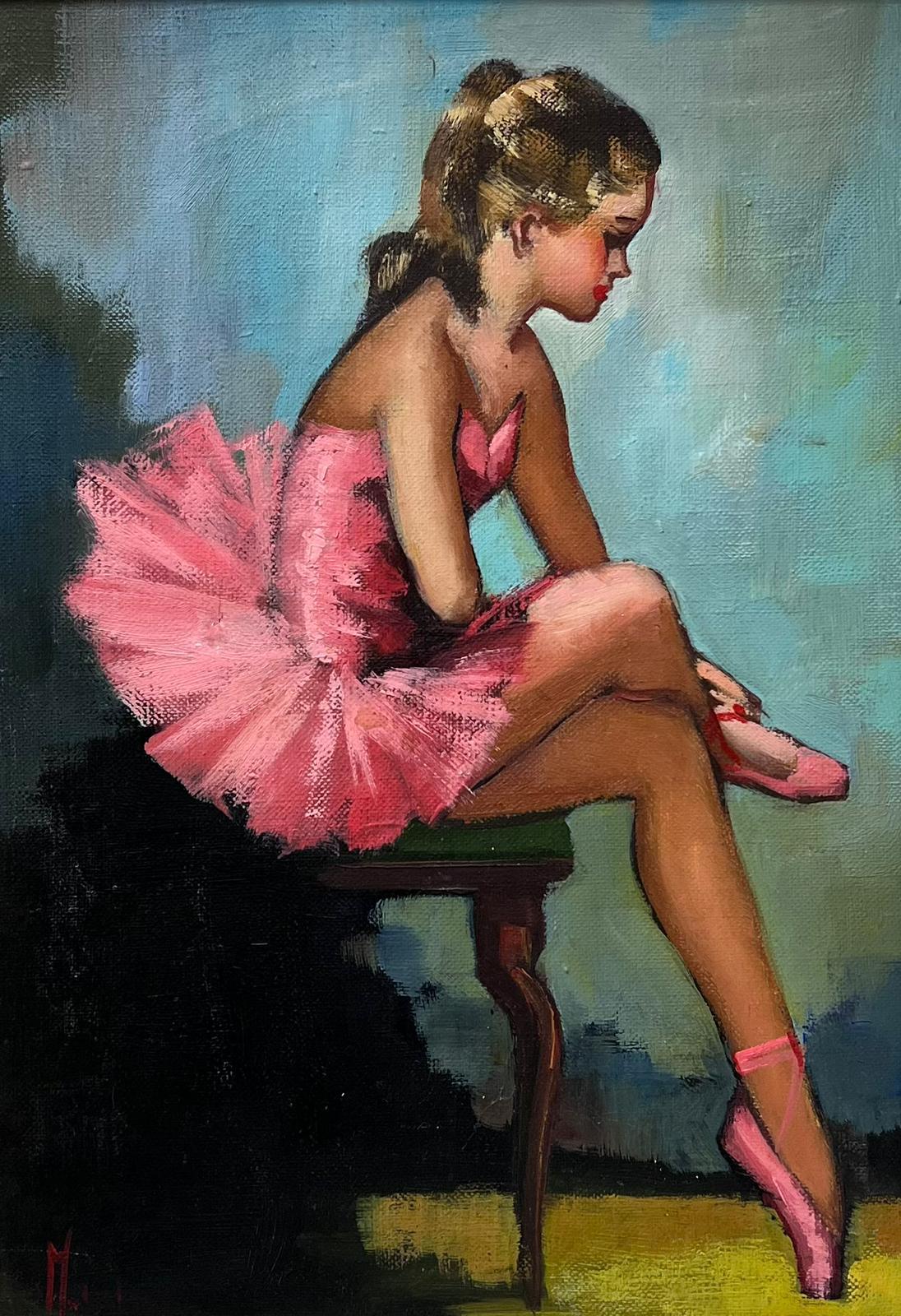 The Young Ballerina
French School, mid 20th century
indistinctly signed oil painting on canvas, framed (original period)
framed: 18 x 14.5 inches
canvas: 13 x 9.5 inches
provenance: private collection, France
condition: very good and sound condition