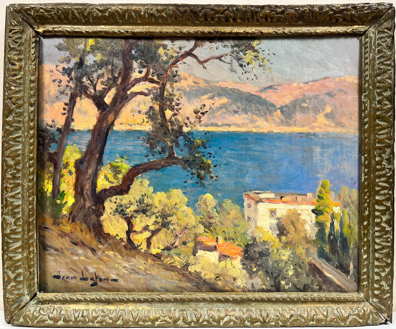 1930's French Impressionist Oil Cote d'Azur Coastline French RIviera, signed - Painting by French School