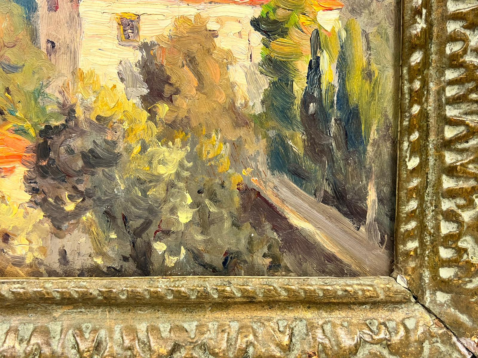 Artist/ School: French School, circa 1930's, signed lower left corner

Title: The French Riviera

Medium: oil on board, framed

Framed: 15.5 x 18.5 inches
Painting: 13 x 16 inches

Provenance: private collection, France

Condition: The painting is