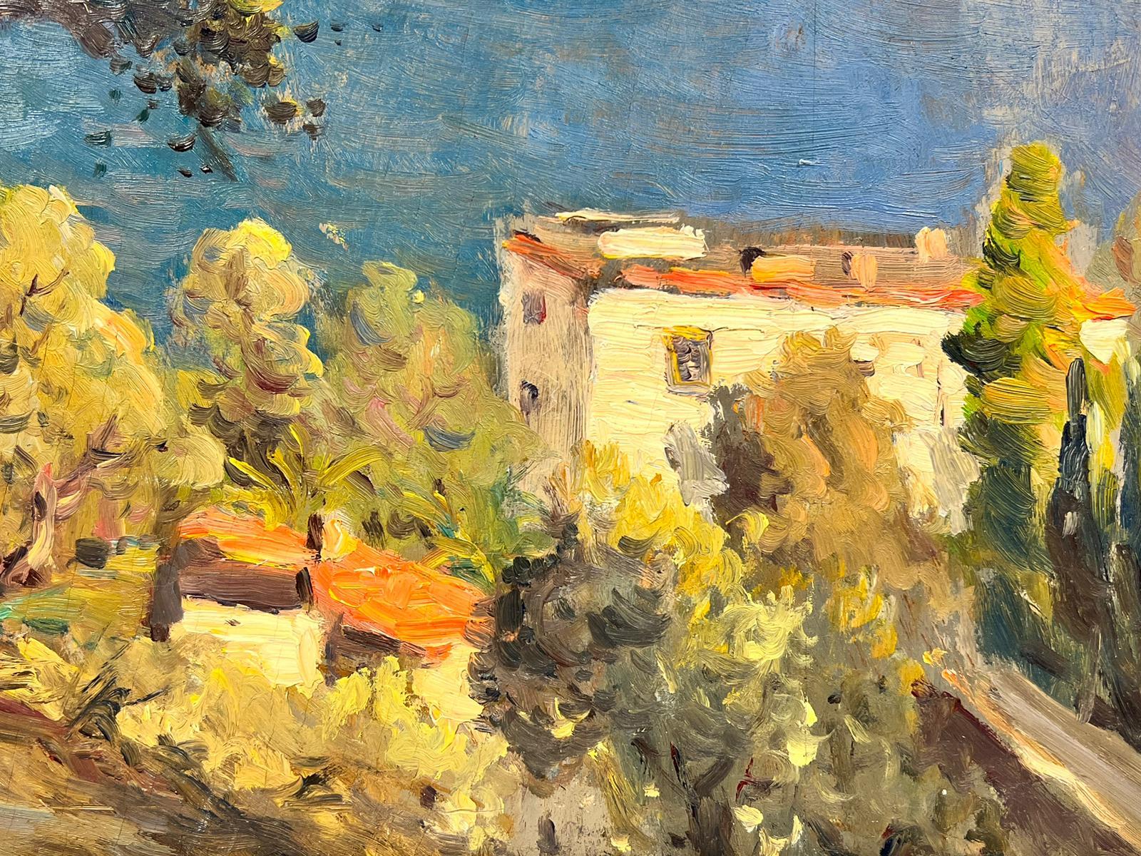 1930's French Impressionist Oil Cote d'Azur Coastline French RIviera, signed 1