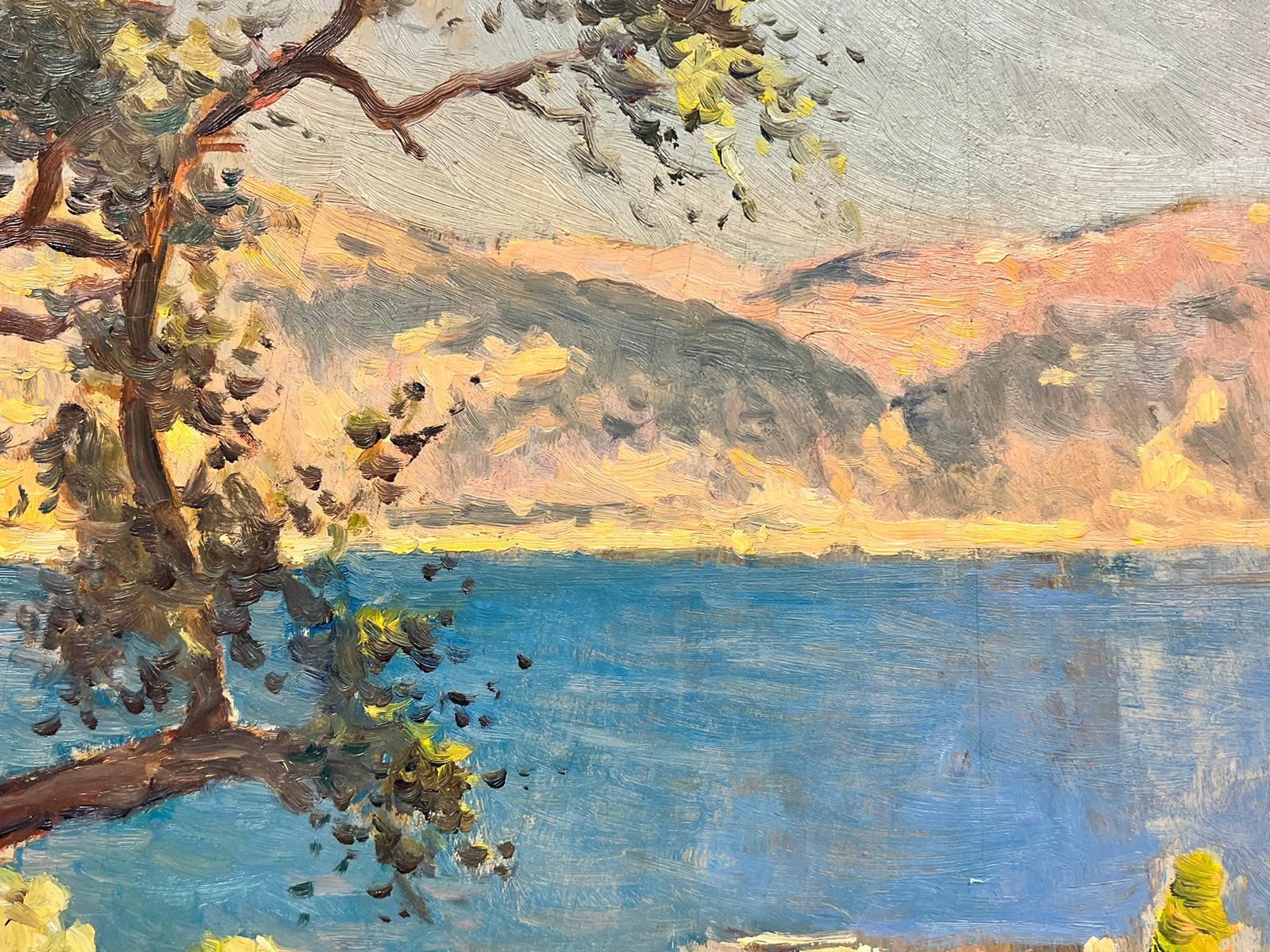 1930's French Impressionist Oil Cote d'Azur Coastline French RIviera, signed 2