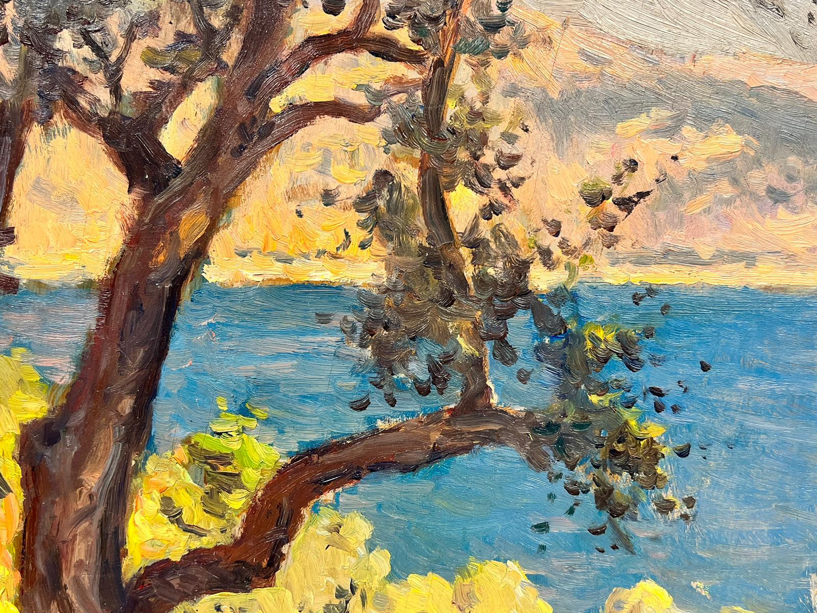 1930's French Impressionist Oil Cote d'Azur Coastline French RIviera, signed 3