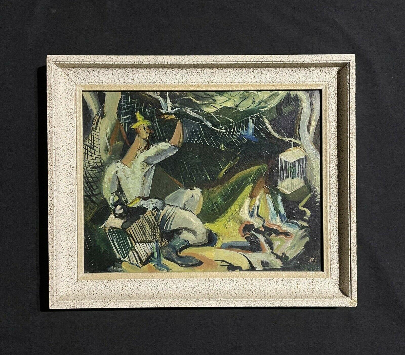 Artist/ School: French School, mid 20th century

Title: The Birdcages

Medium: oil painting on board, framed. 

framed:  15 x 21.75 inches

Provenance: private collection, France

Condition: The painting is in overall good and sound condition.
 